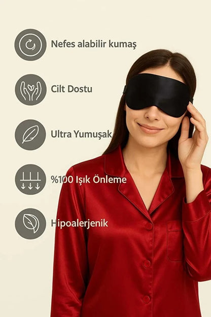 Vindora Premium Saten Uyku Göz Bandı (Derin ve Kaliteli Uyku)